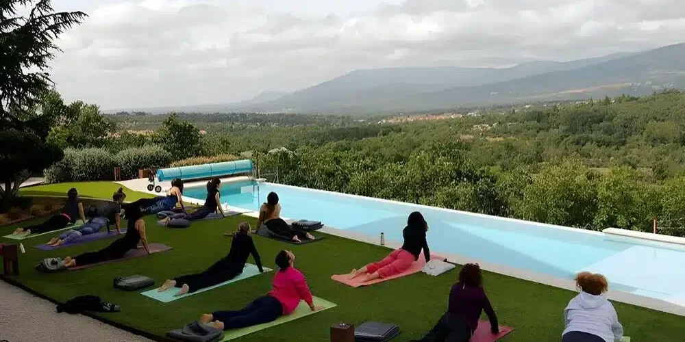 grupo personas en retiro de yoga grupo personas en retiro de yoga