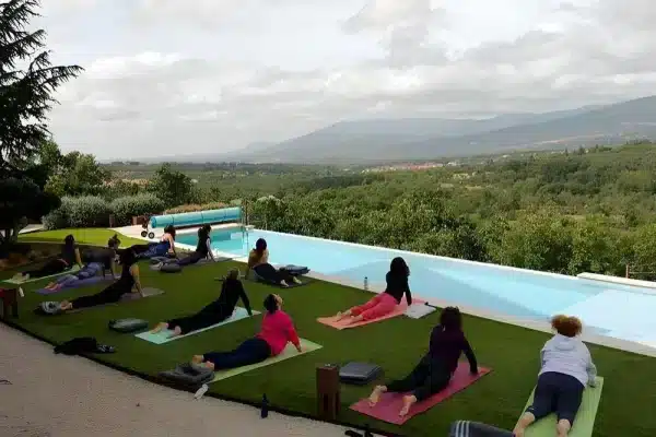 grupo personas en retiro de yoga grupo personas en retiro de yoga
