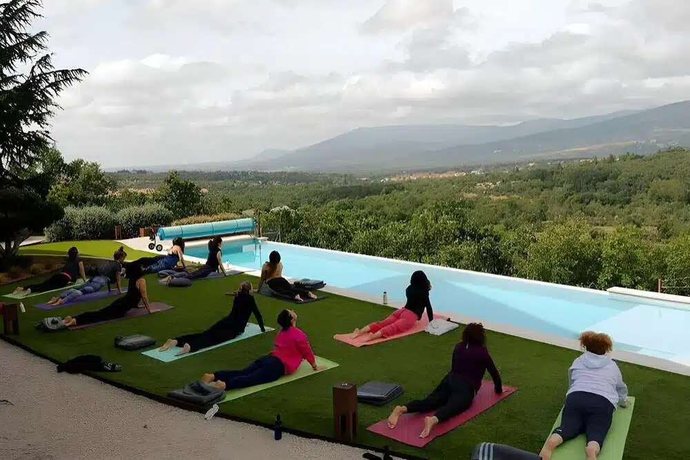 grupo personas en retiro de yoga grupo personas en retiro de yoga