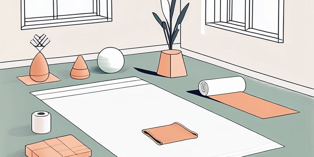 sala de yoga con tapetes y bloques sala de yoga con tapetes y bloques