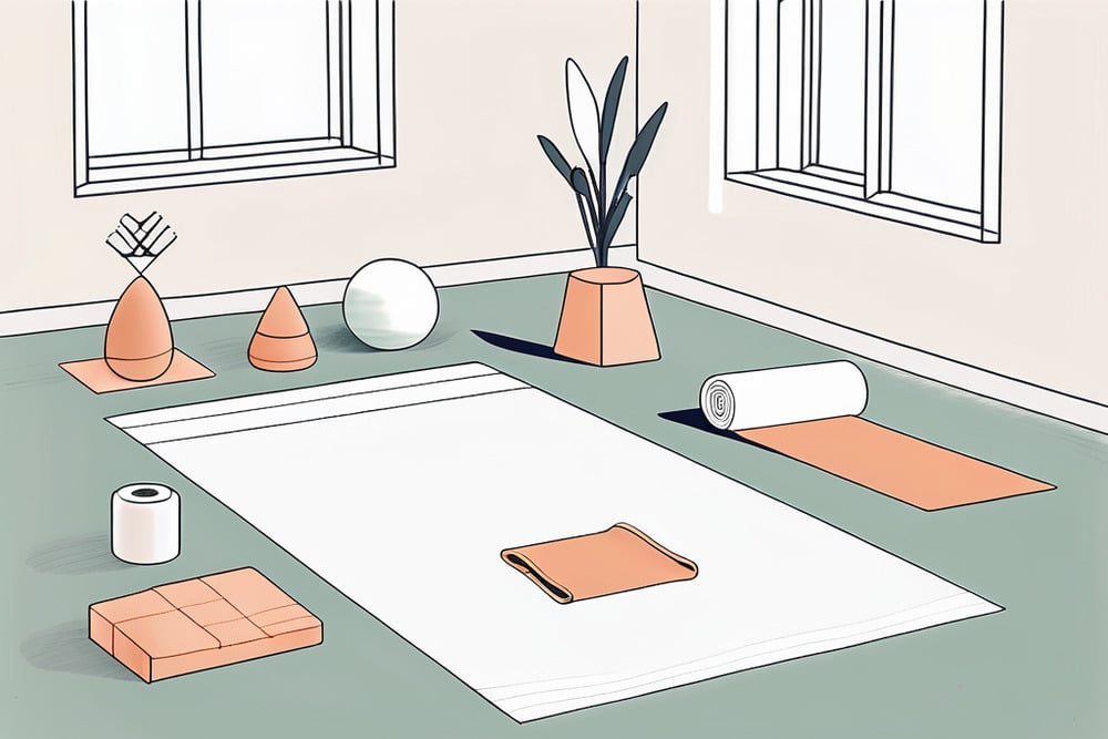 sala de yoga con tapetes y bloques