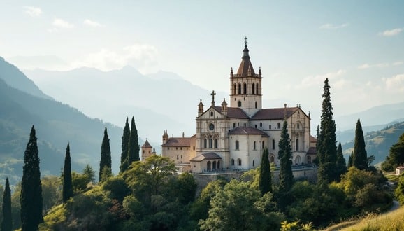 monasterio europeo montanas fondos campo pinos turismo rural