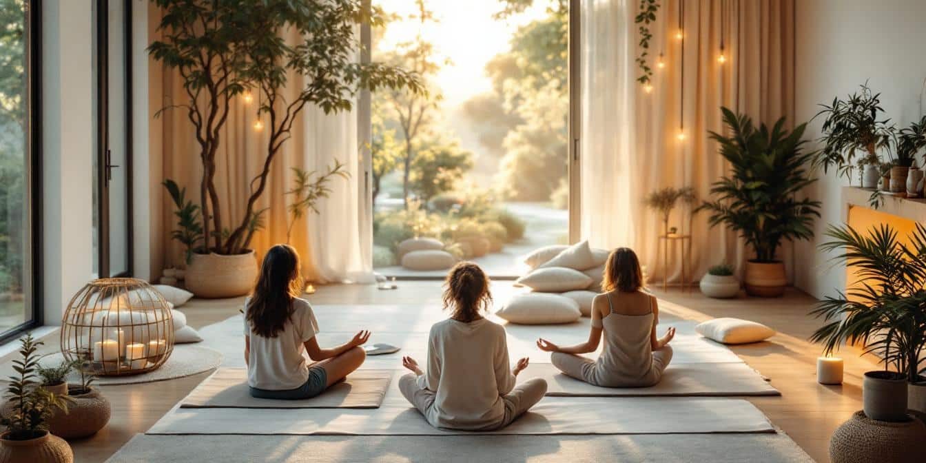 ¿Cuál es el precio de un retiro espiritual? A photograph of a serene and inviting retreat setting