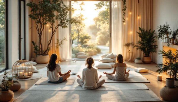 A photograph of a serene and inviting retreat setting